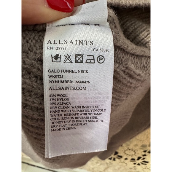 All Saints Galo Funnel Neck Sweater‎ Sz XS - Picture 7 of 9